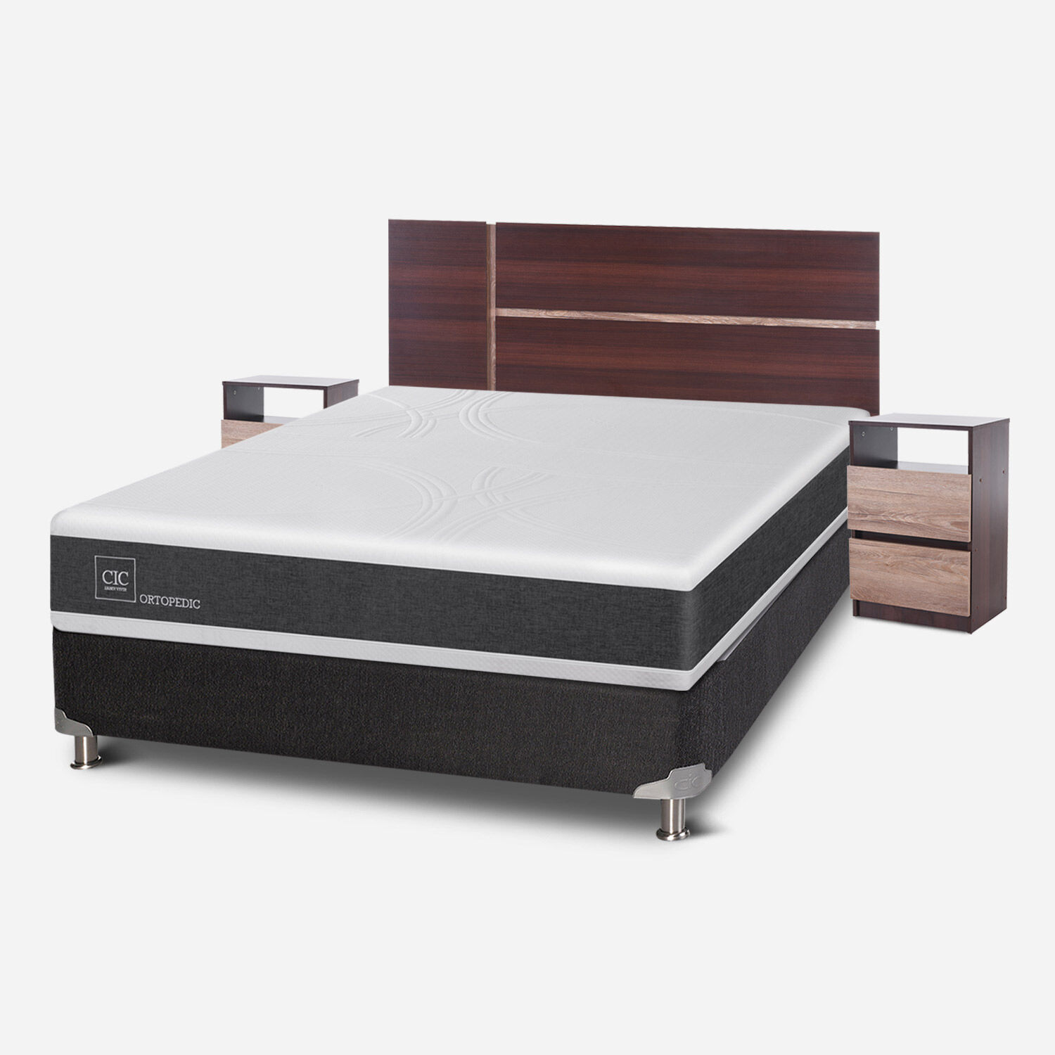 Box Spring 2 Plazas Ortopedic Base Normal 5 Zonas + Set Enio