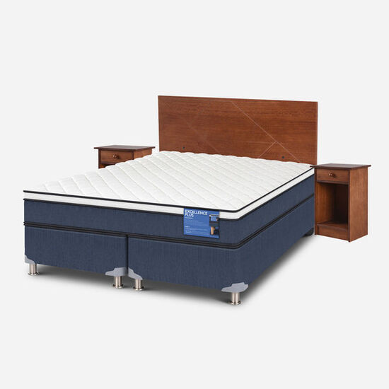 Cama Americana 2 Plazas Excellence Plus Base Dividida + Set Villarrica