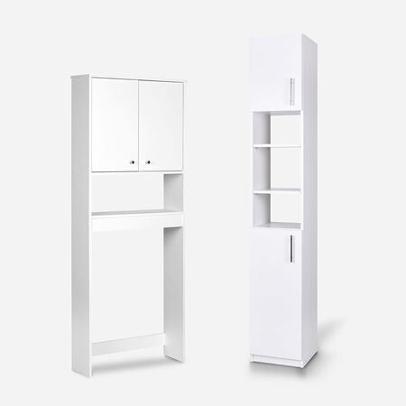 Set de Ba&ntilde;o Estante 2 Puertas 1 Repisa + Estante Organizador Blanco