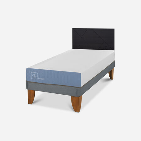 Cama Europea 1,5 Plazas Excellence + Respaldo Villarrica Negro