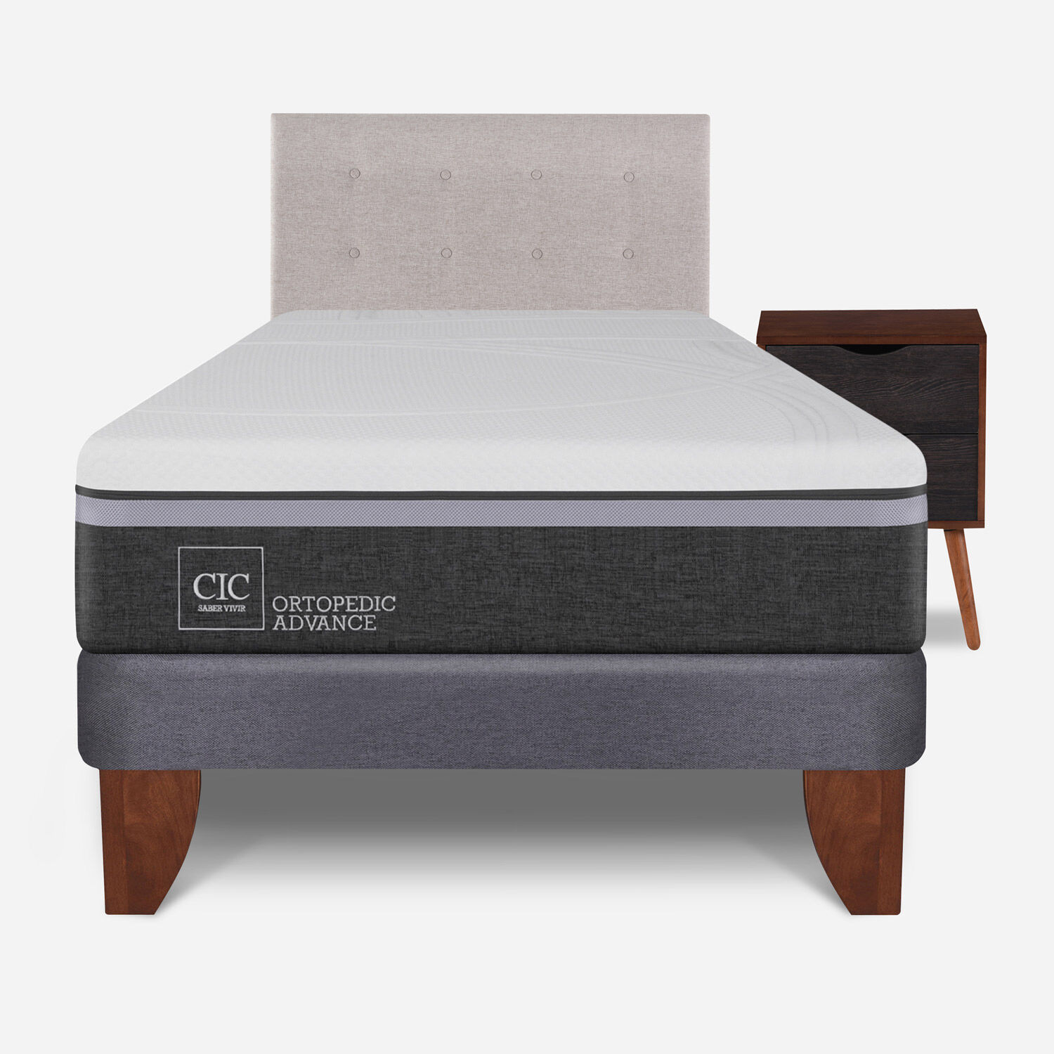 Cama Europea 1,5 Plazas Ortopedic Advance + Set Tigris