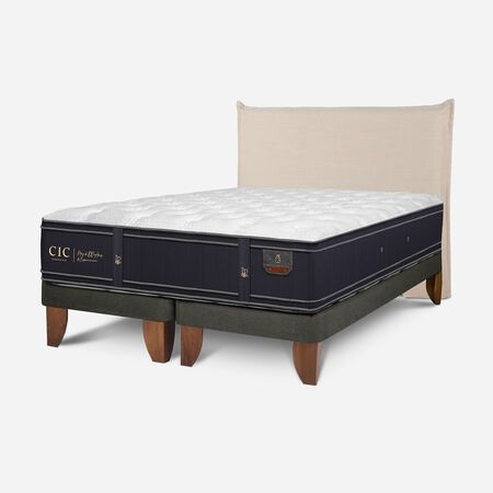 Cama Europea 2 Plazas Grand Premium Base Dividida + Respaldo T&iacute;ber