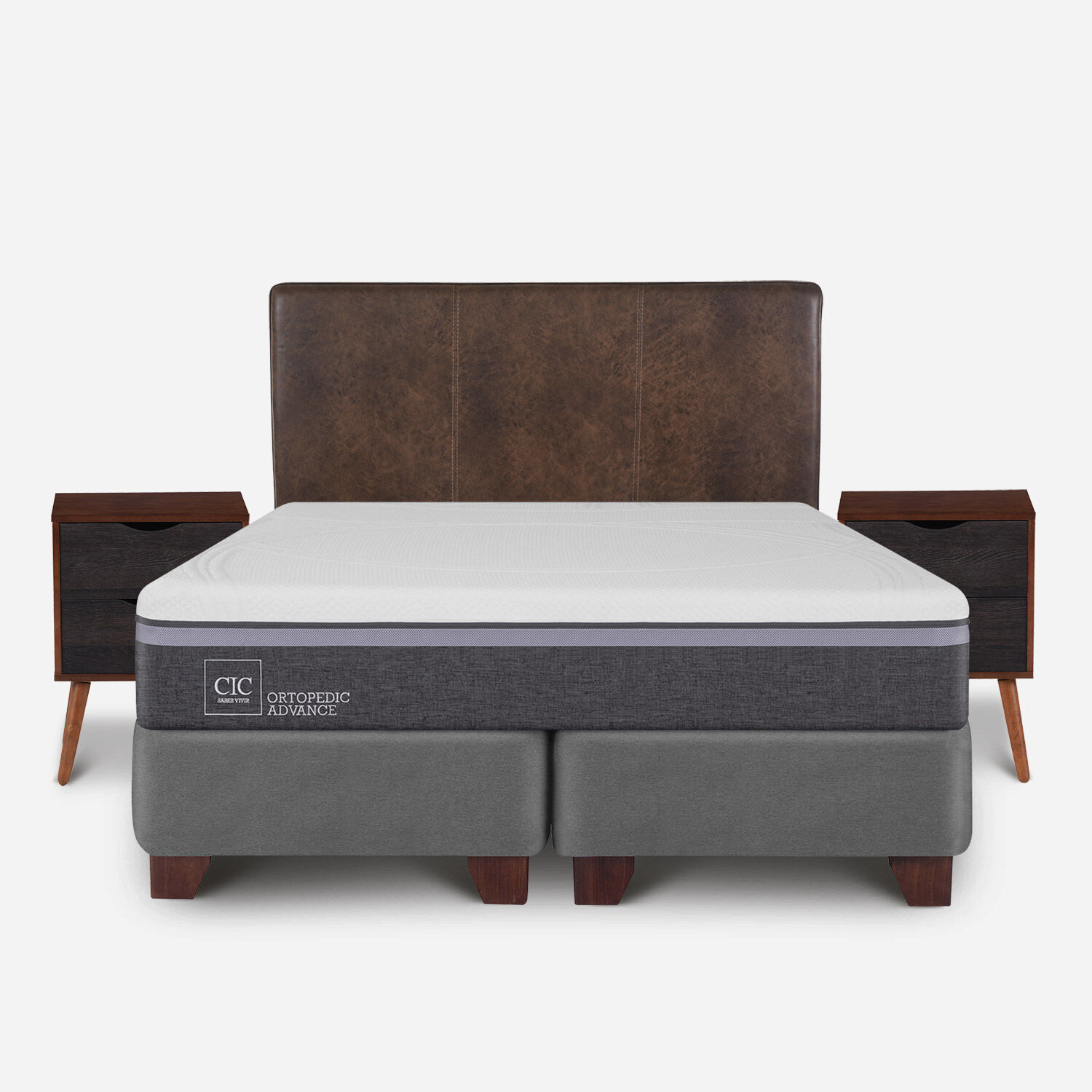 Box Spring 2 Plazas Ortopedic Advance Base Dividida + Set Baker