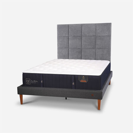 Cama Europea Curve 2 Plazas Premium + Respaldo T&aacute;mesis
