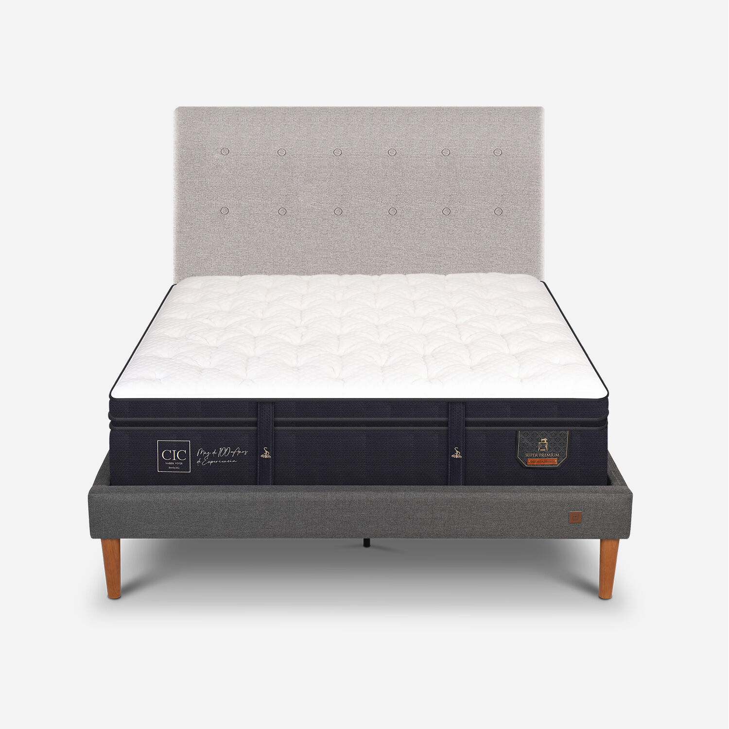 Cama Europea Curve 2 Plazas Super Premium + Respaldo Tigris