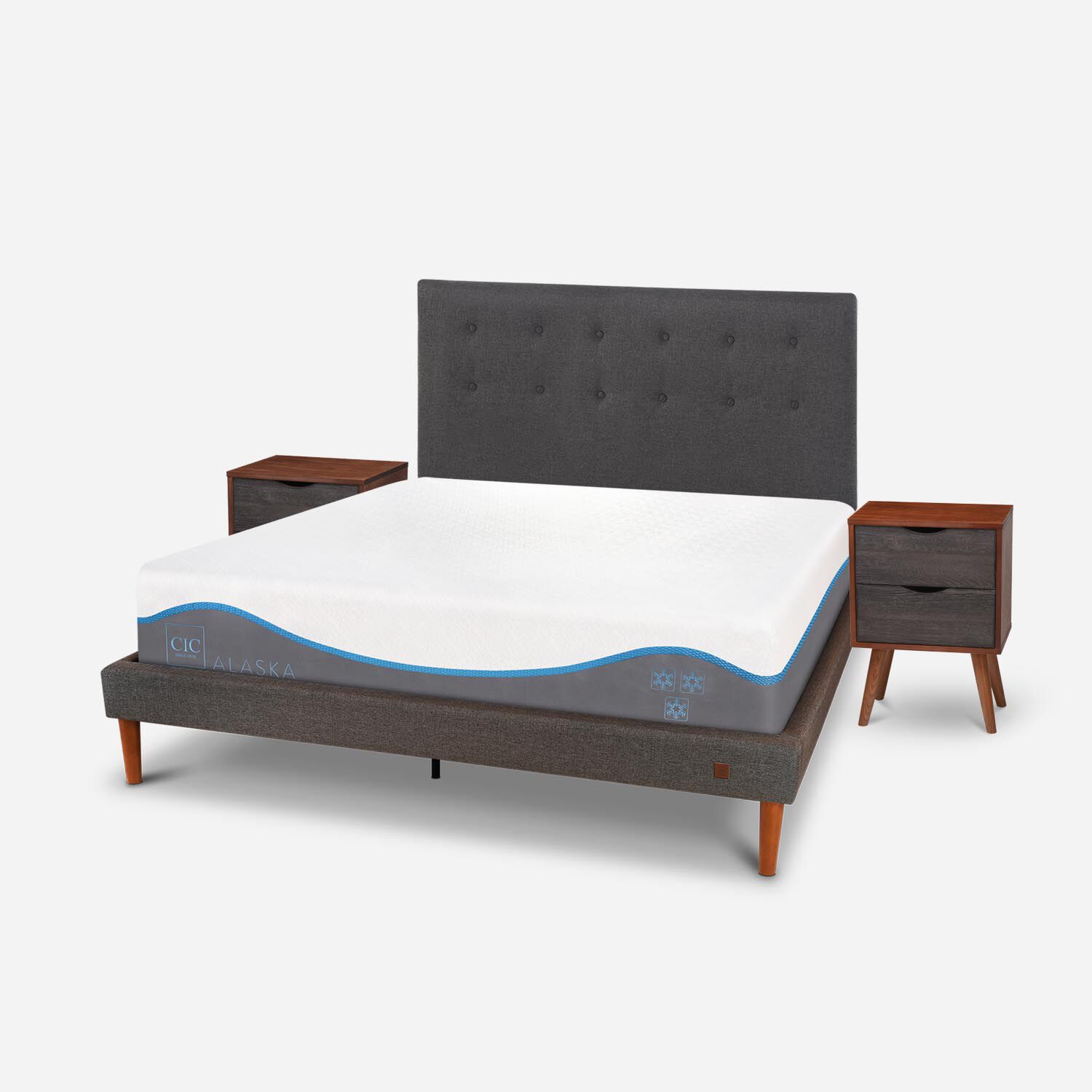 Cama Europea Curve 2 Plazas Alaska + Set &Eacute;ufrates