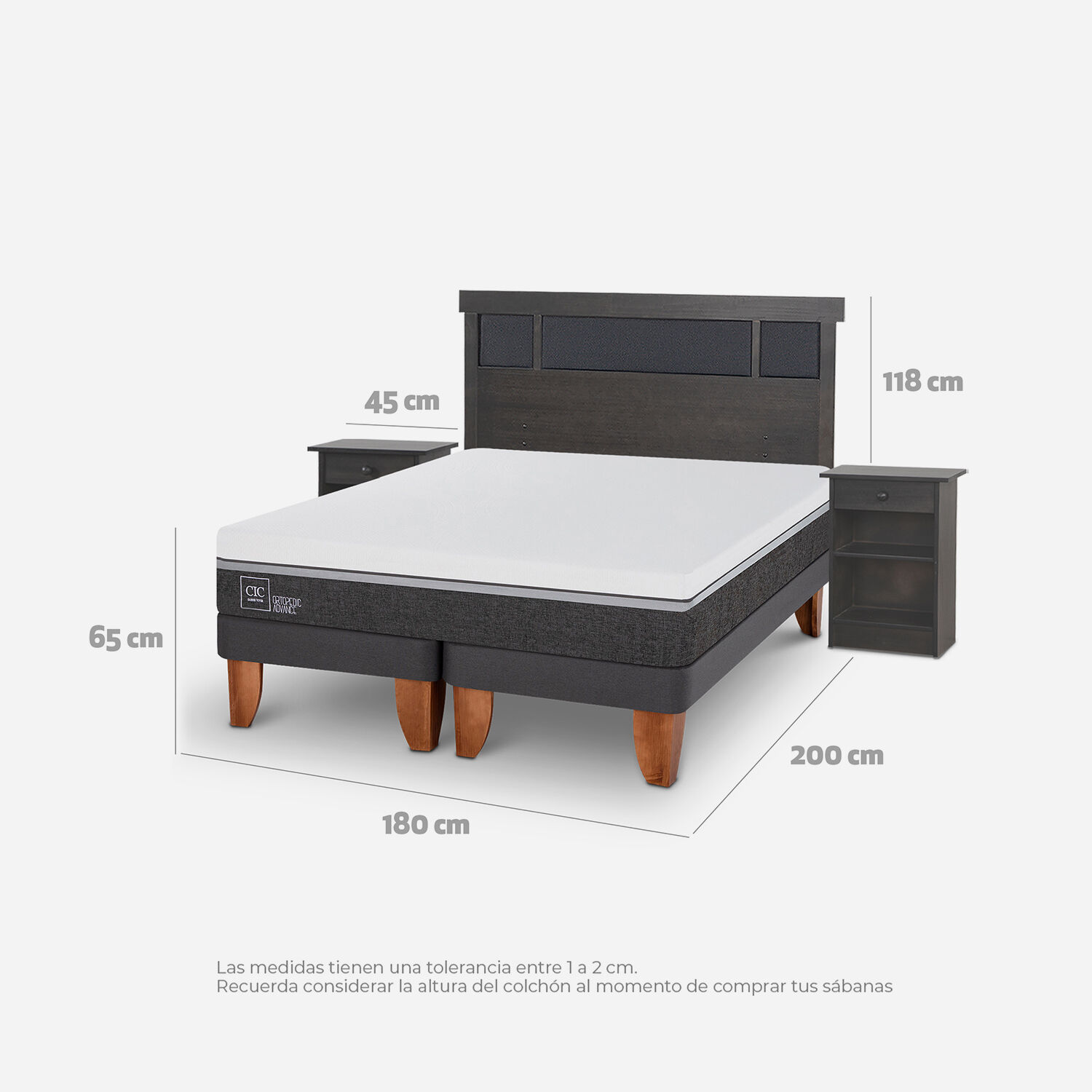 Cama Europea King Ortopedic Advance Set Dublín Gris