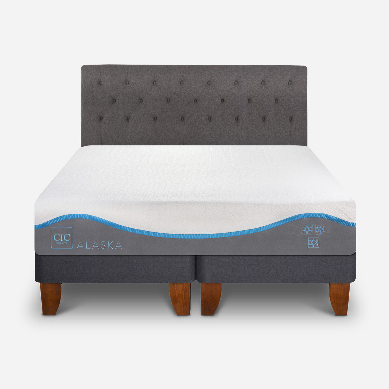 Cama Europea King Alaska + Respaldo Kavery