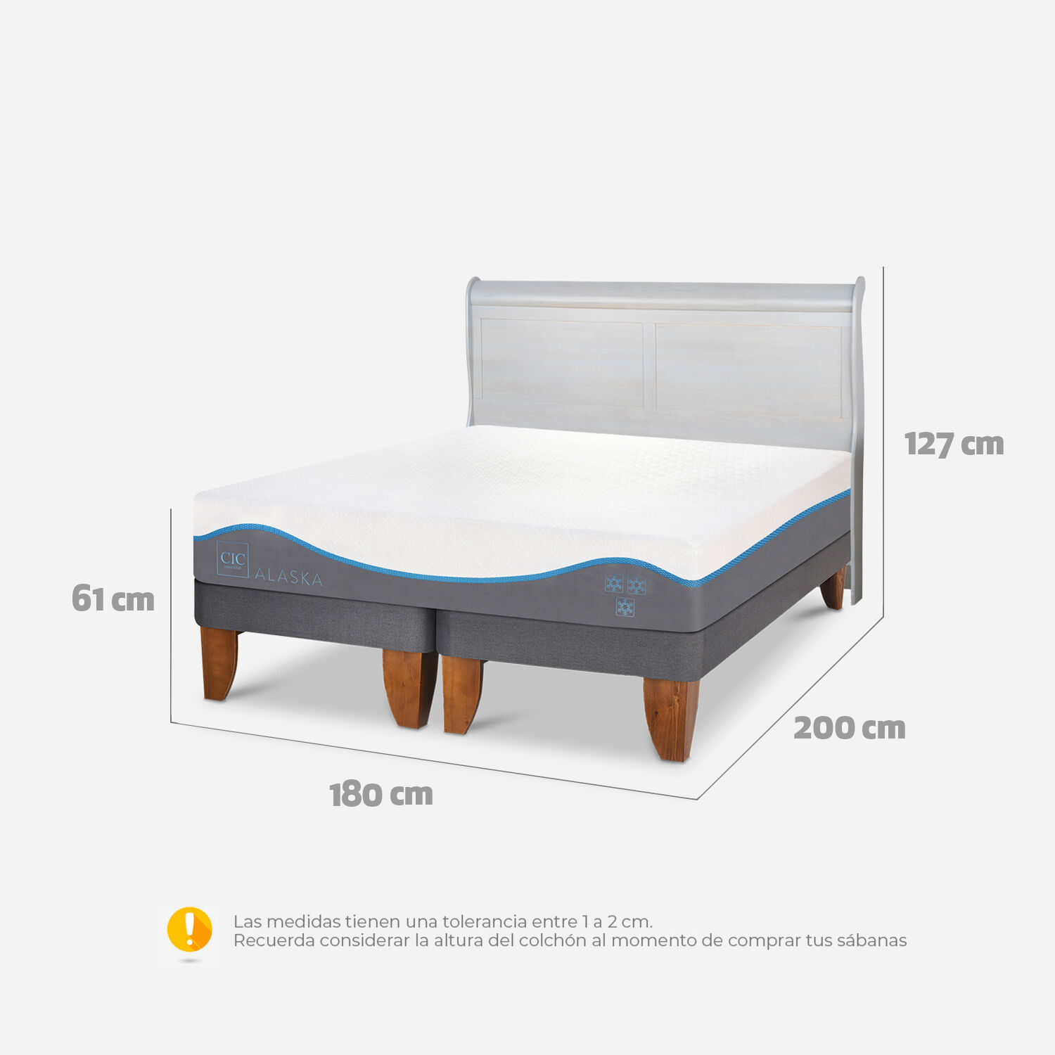 Cama Europea King Alaska + Respaldo Mir&oacute; Alpino