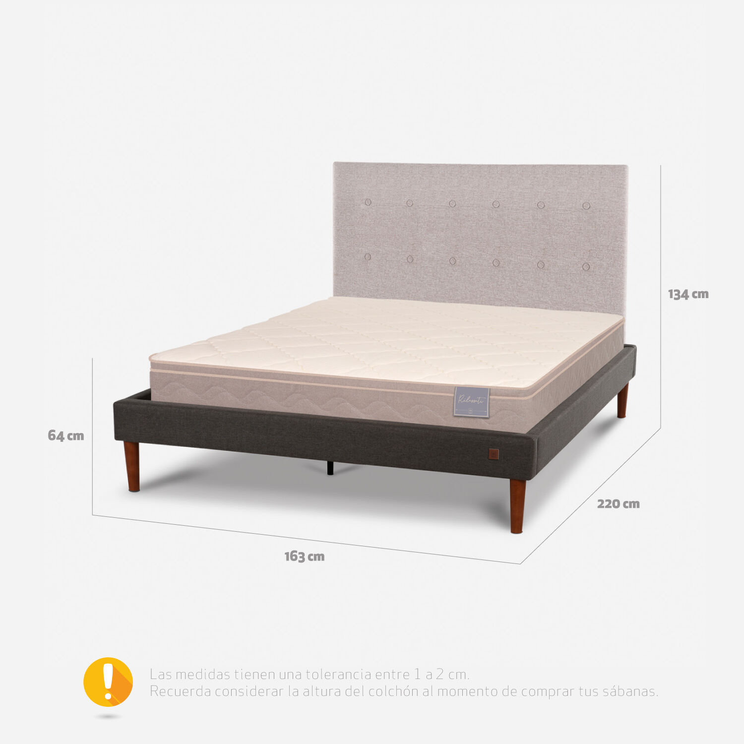Cama Europea Curve 2 Plazas Rilassati + Respaldo Tigris