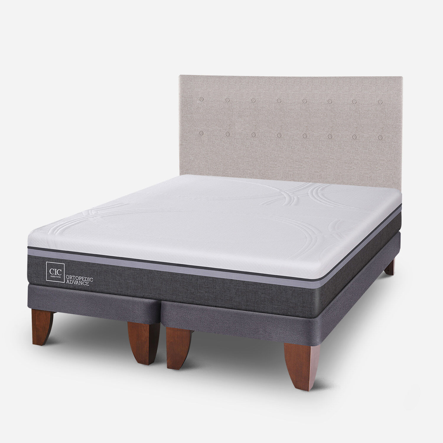 Cama Europea King Ortopedic Advance + Respaldo Tigris