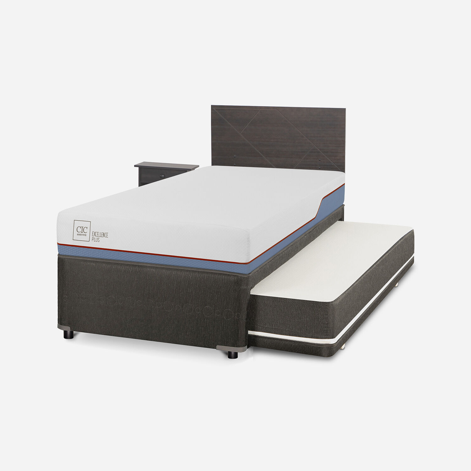 Cama Nido Diván Excellence Plus + Set Villarrica Gris