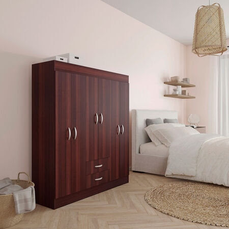 Cl&oacute;set 6 Puertas 2 Cajones Trancura Chocolate