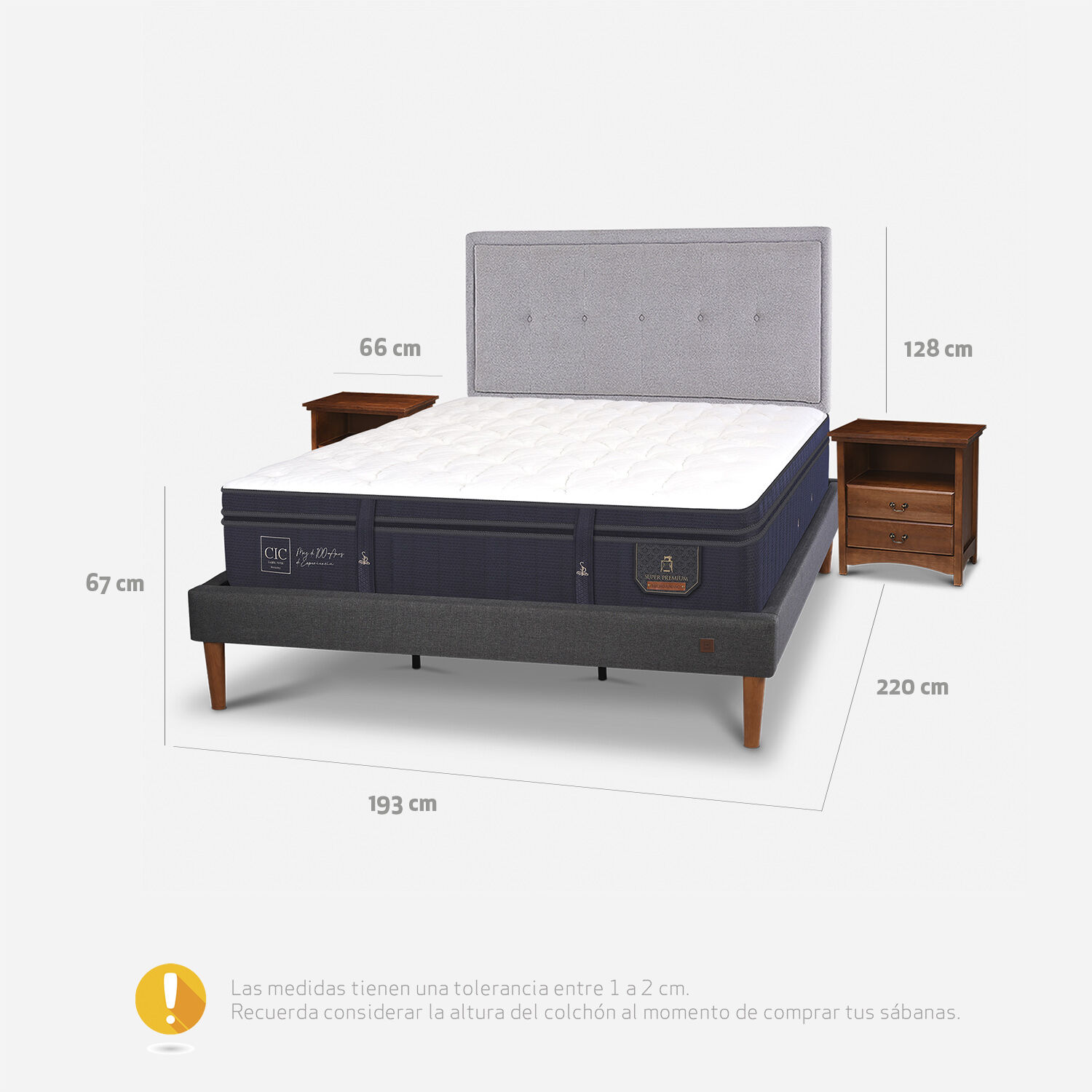 Cama Europea Curve King Super Premium + Set Ganges