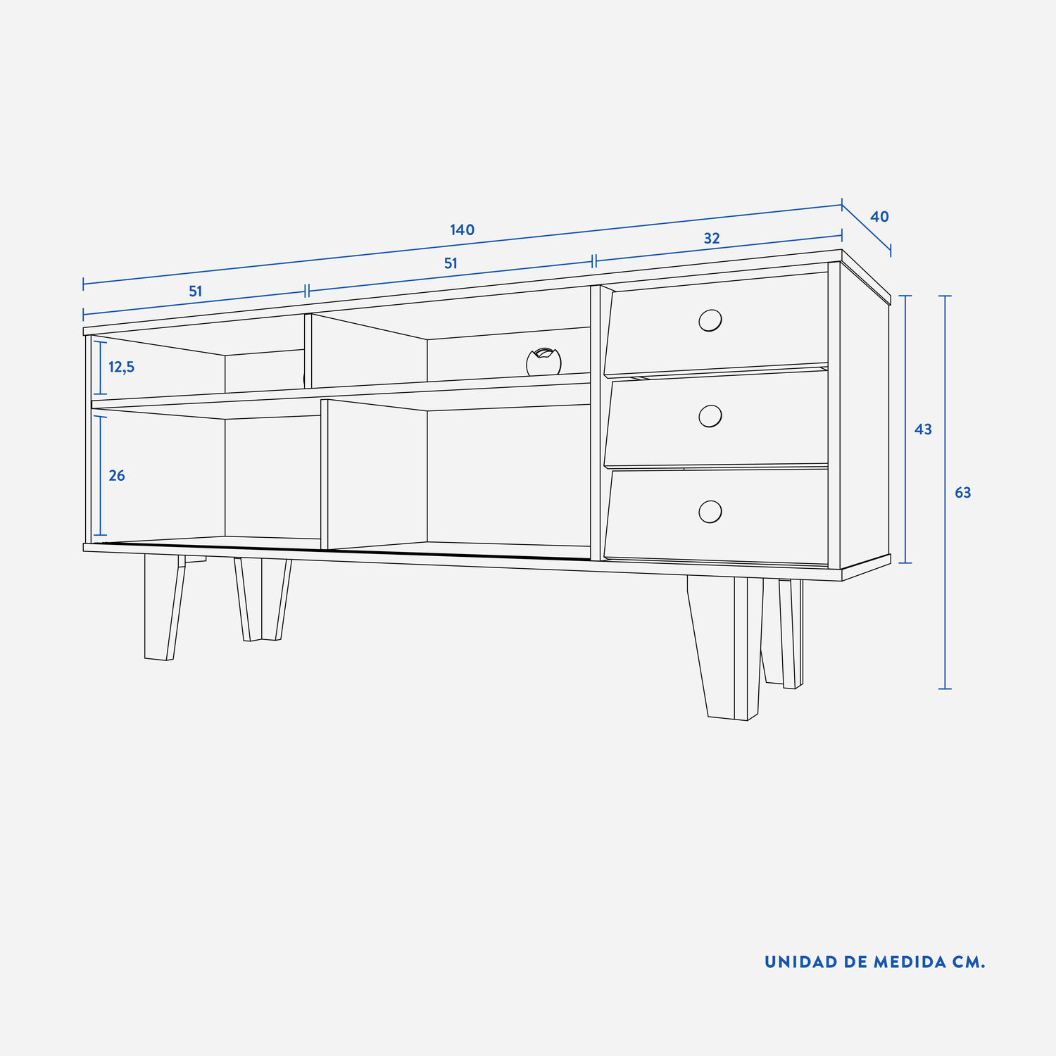 Rack Tv 60" Alto Miscanti Nogal