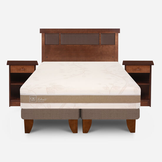 Cama Europea 2 Plazas Rilassati Smart Base Dividida + Set Dublín Caramel