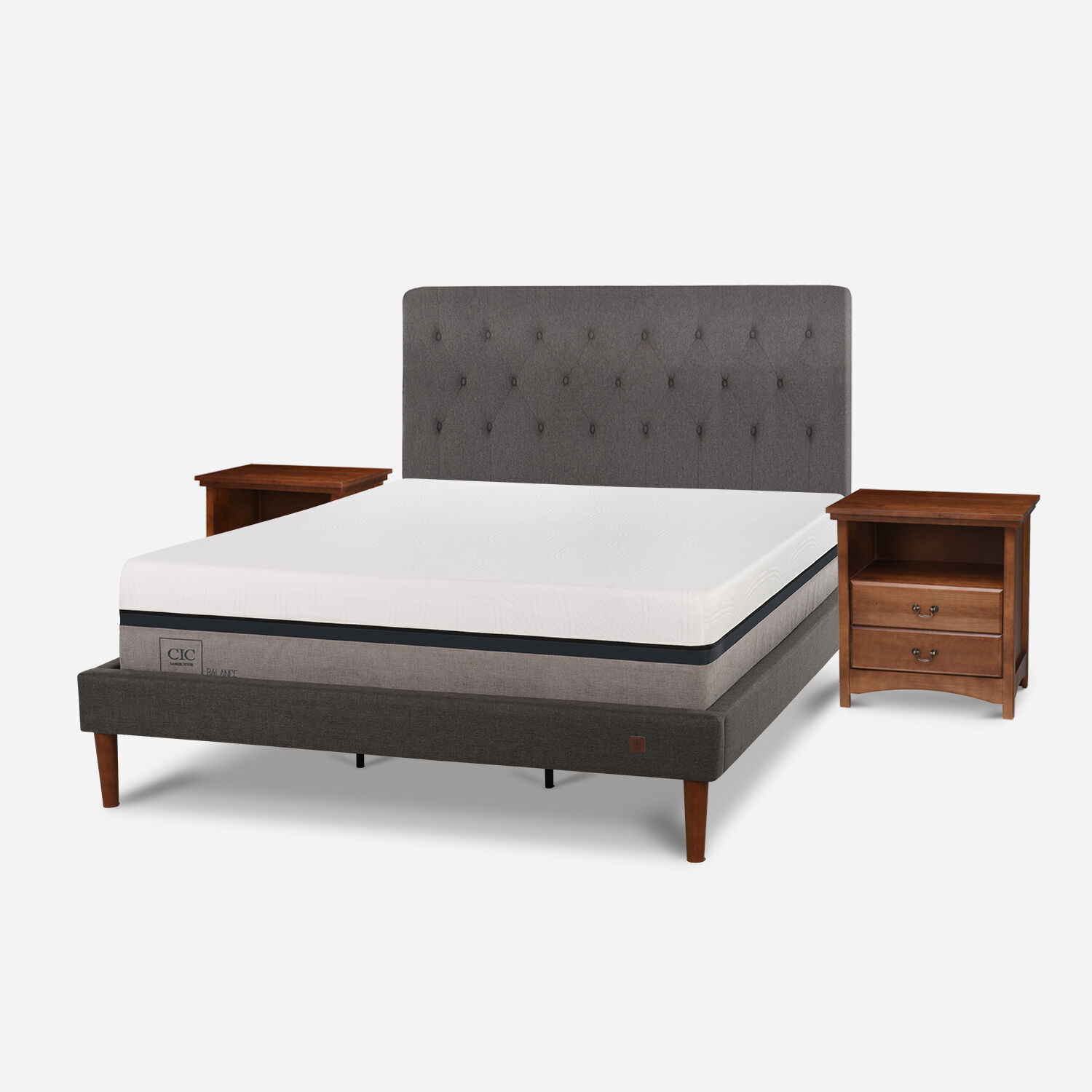 Cama Europea Curve King Balance + Set Kavery