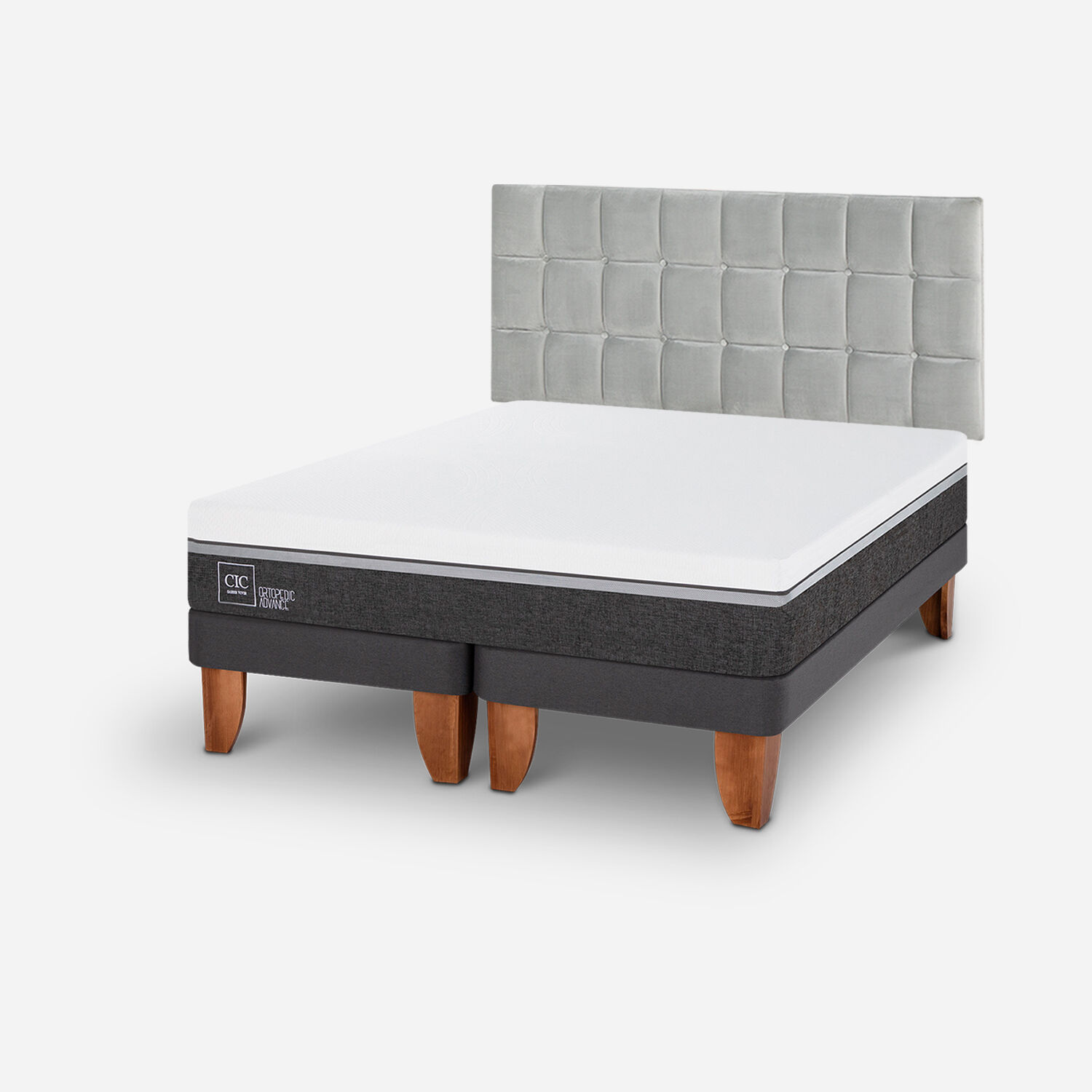 Cama Europea 2 Plazas Ortopedic Advance Base Dividida + Respaldo Sile