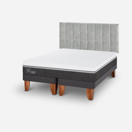 Cama Europea 2 Plazas Ortopedic Advance Base Dividida + Respaldo Sile