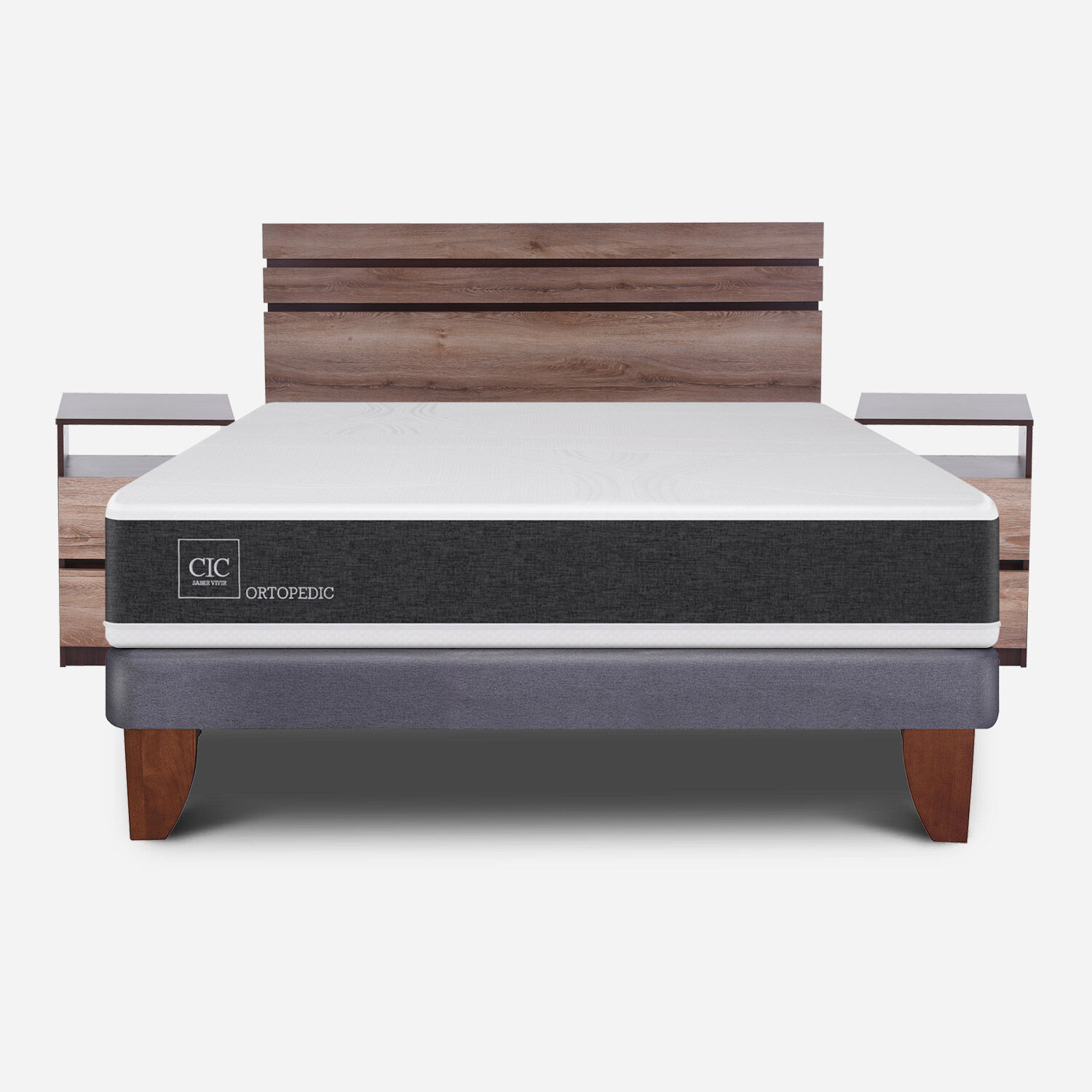 Cama Europea 2 Plazas Ortopedic Base Normal + Set Ares