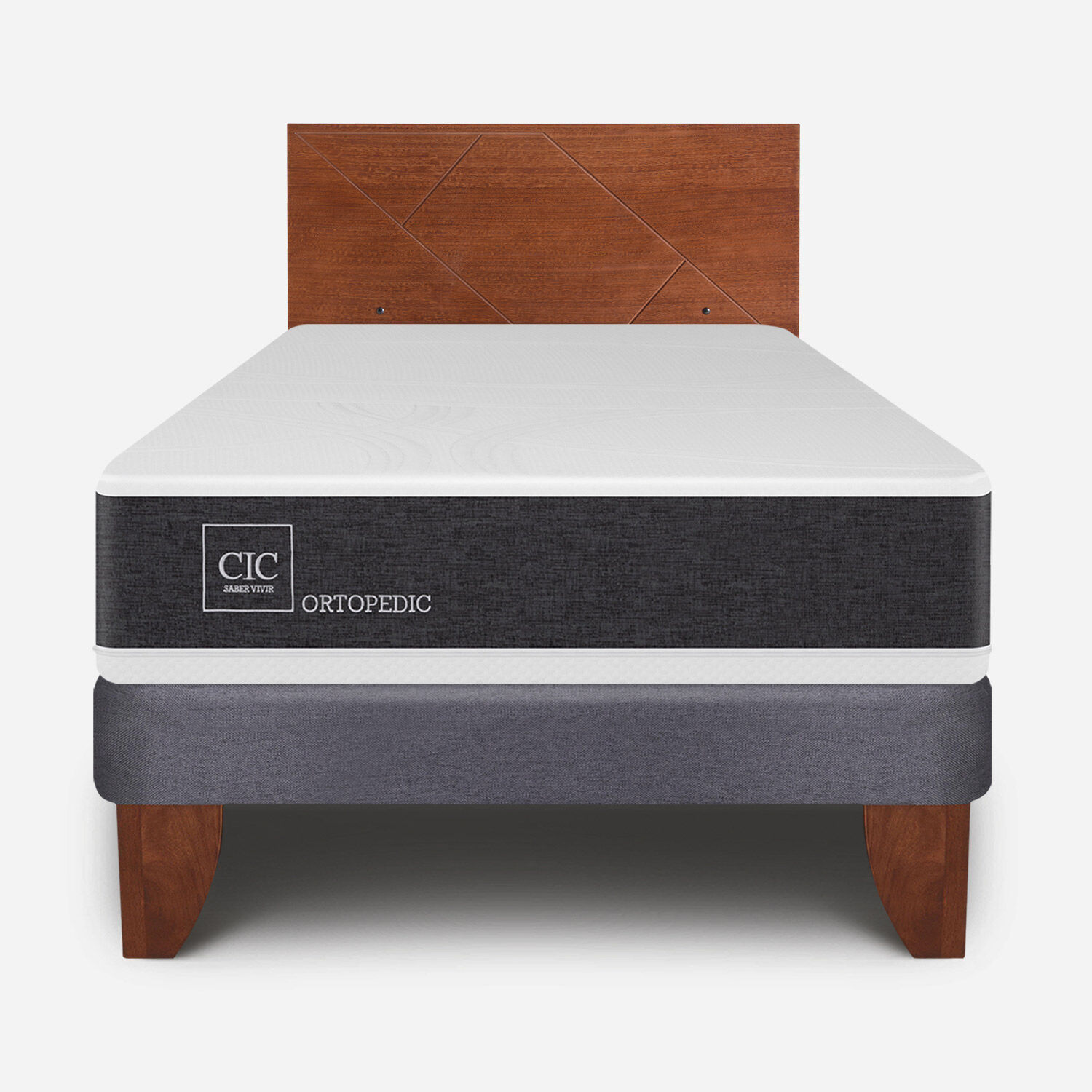 Cama Europea 1,5 Plazas Ortopedic + Respaldo Villarrica Caramel