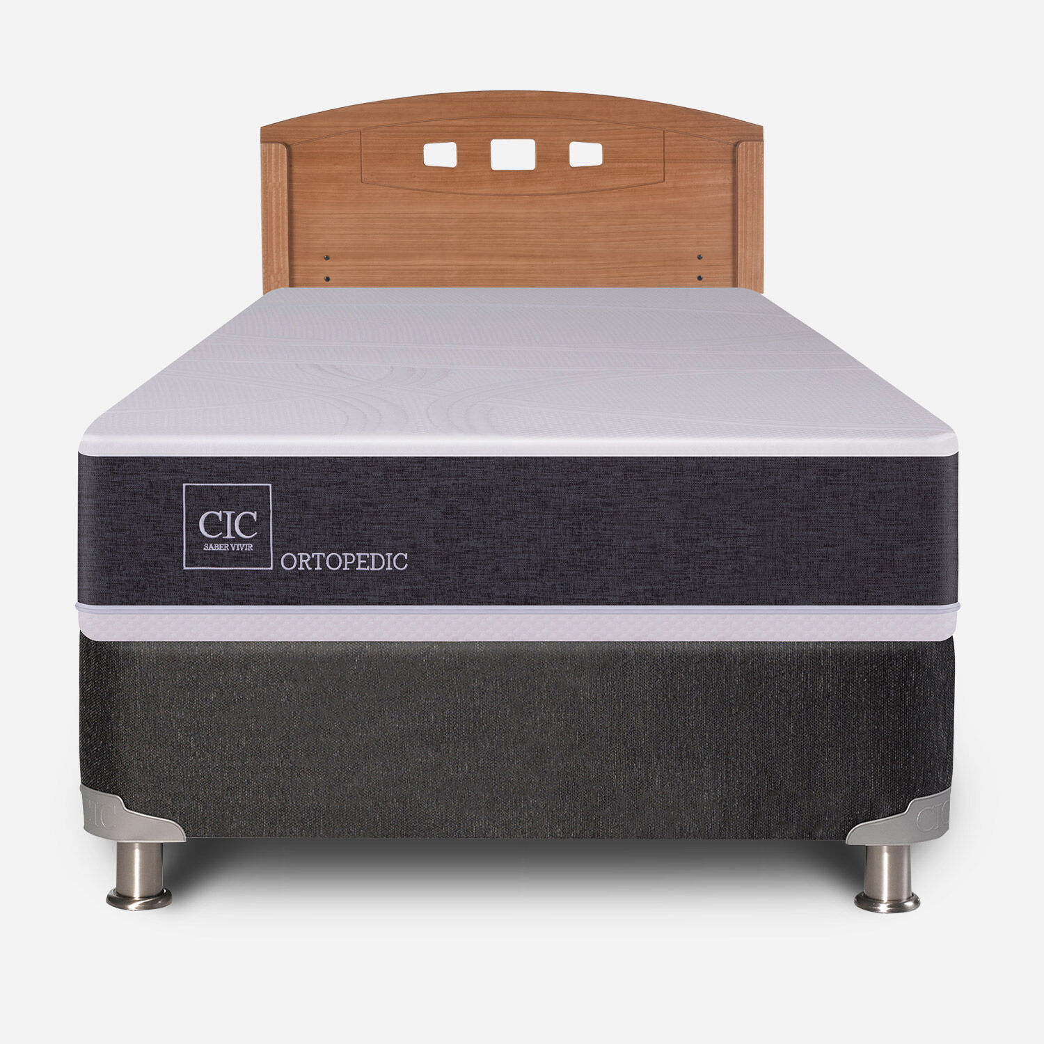 Box Spring 1 Plaza Ortopedic 5 Zonas + Respaldo Gales Caramel