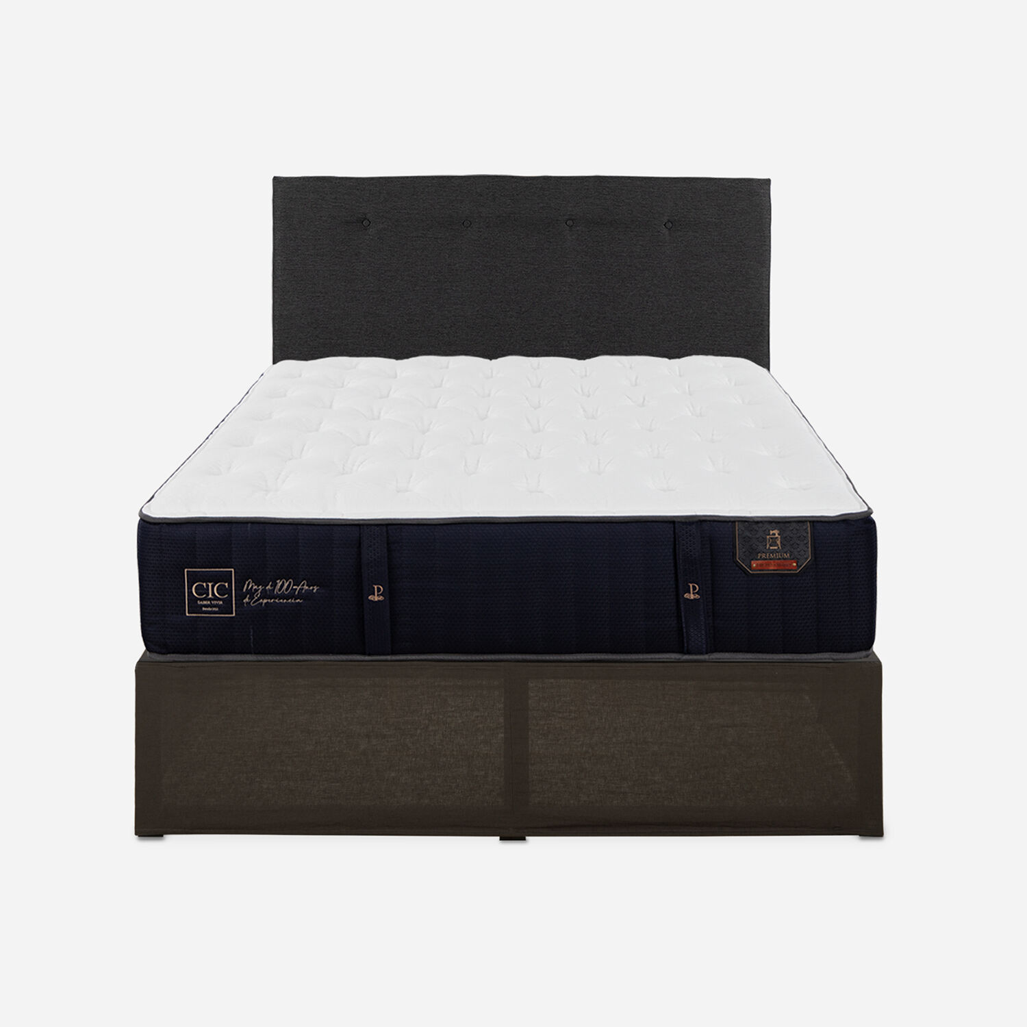 Cama Iron Smart 2 Plazas Premium + Respaldo Black