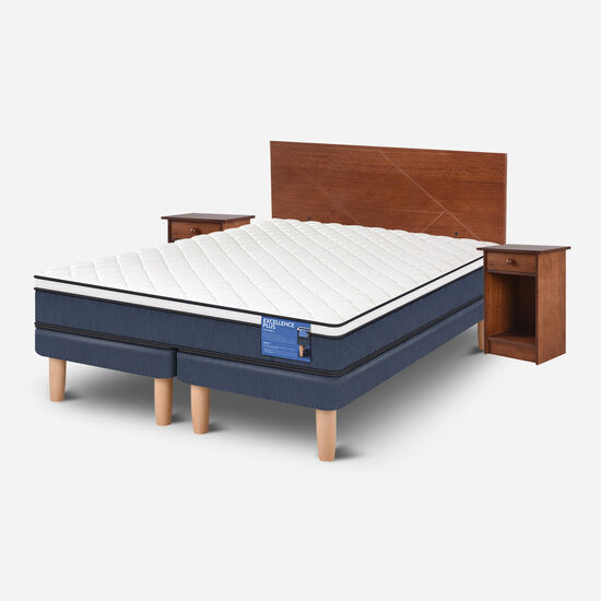 Cama Europea 2 Plazas Excellence Plus Base Dividida + Set Villarrica
