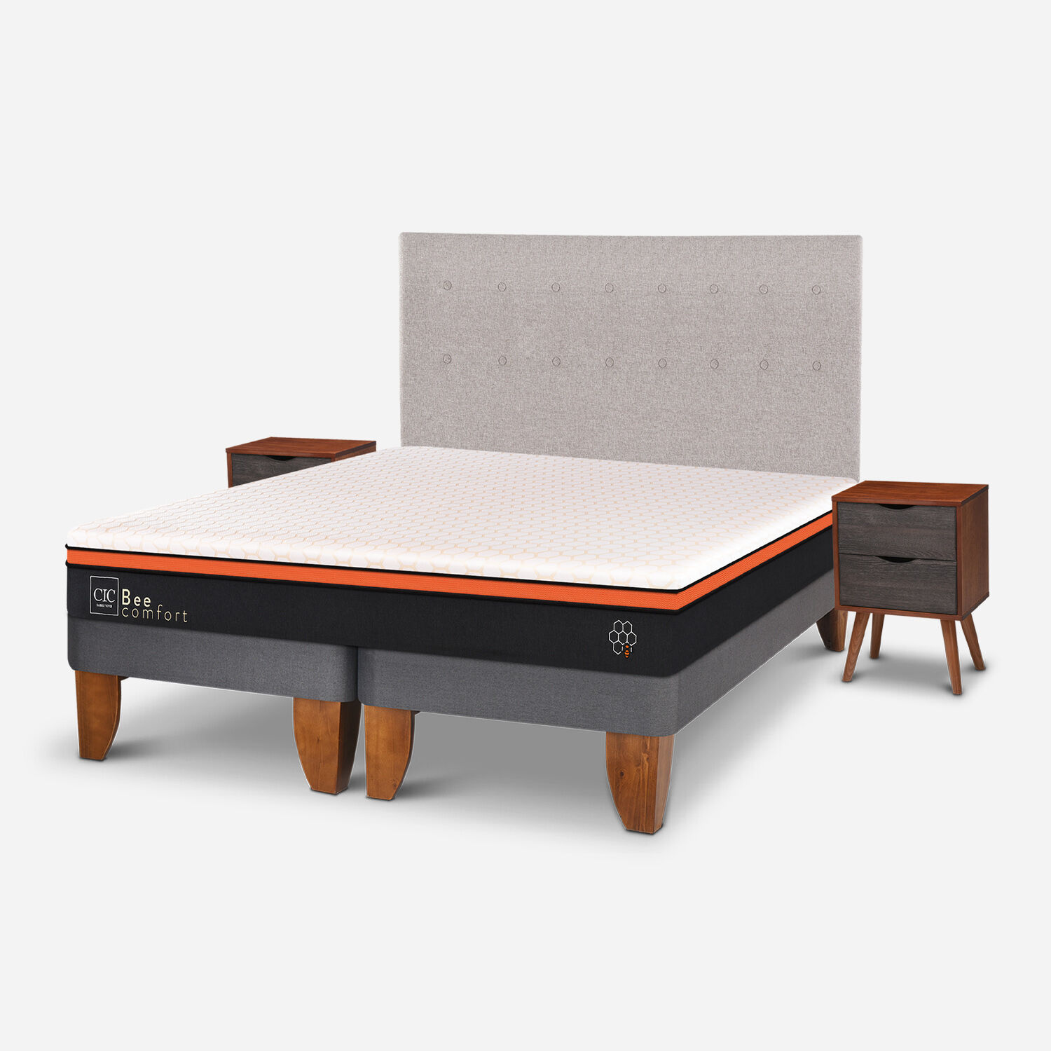 Cama Europea King Bee Comfort + Set Tigris