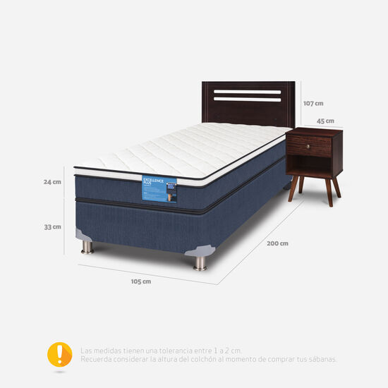 Cama Americana 1.5 Plazas Excellence Plus + Set Múnich