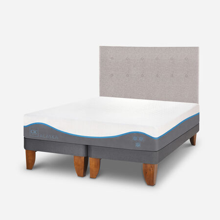Cama Europea 2 Plazas Alaska Base Dividida + Respaldo Tigris