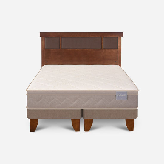 Cama Europea 2 Plazas Rilassati Base Dividida + Respaldo New Dublín Caramel