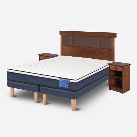 Cama Europea 2 Plazas Excellence Plus Base Dividida + Set Dublín Caramel