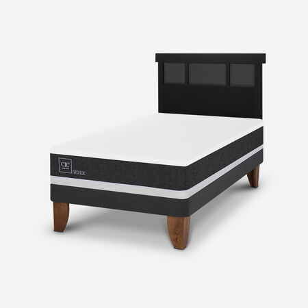 Cama Europea 1,5 Plazas Ortopedic + Respaldo Dubl&iacute;n Negro