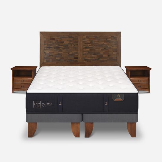 Cama Europea 2 Plazas Premium Base Dividida + Set Antique