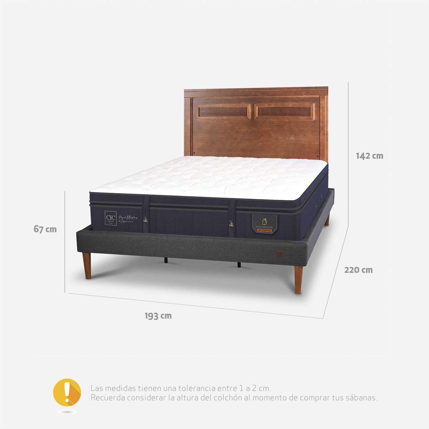 Cama Europea Curve King Super Premium + Respaldo Mil&aacute;n Caramel