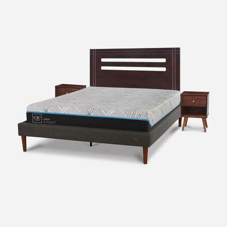 Cama Europea Curve 2 Plazas Infinity Green + Set M&uacute;nich Chocolate
