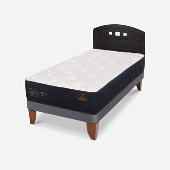 Cama Europea 1,5 Plazas Premium + Respaldo Gales Negro