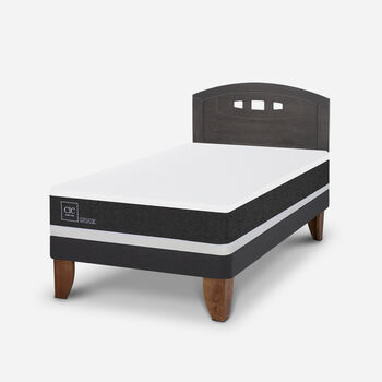 Cama Europea 1,5 Plazas Ortopedic + Respaldo Gales Gris