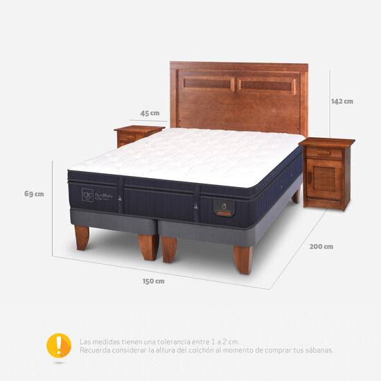 Cama Europea 2 Plazas Super Premium Base Dividida + Set Milán