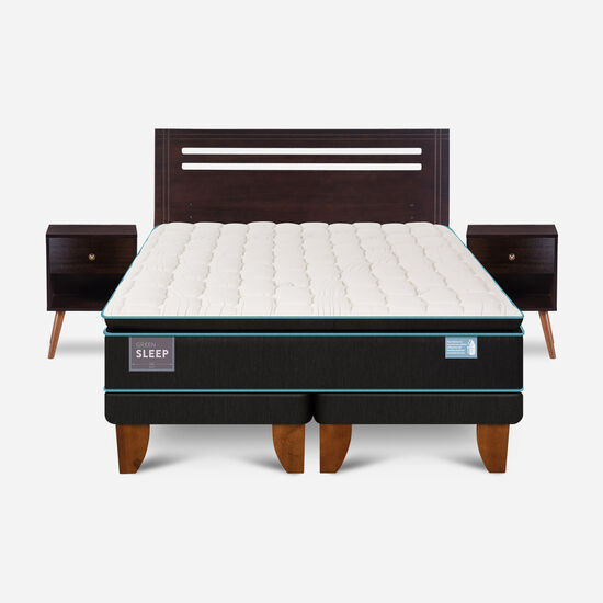 Cama Europea 2 Plazas Green Sleep Base Dividida + Set Múnich