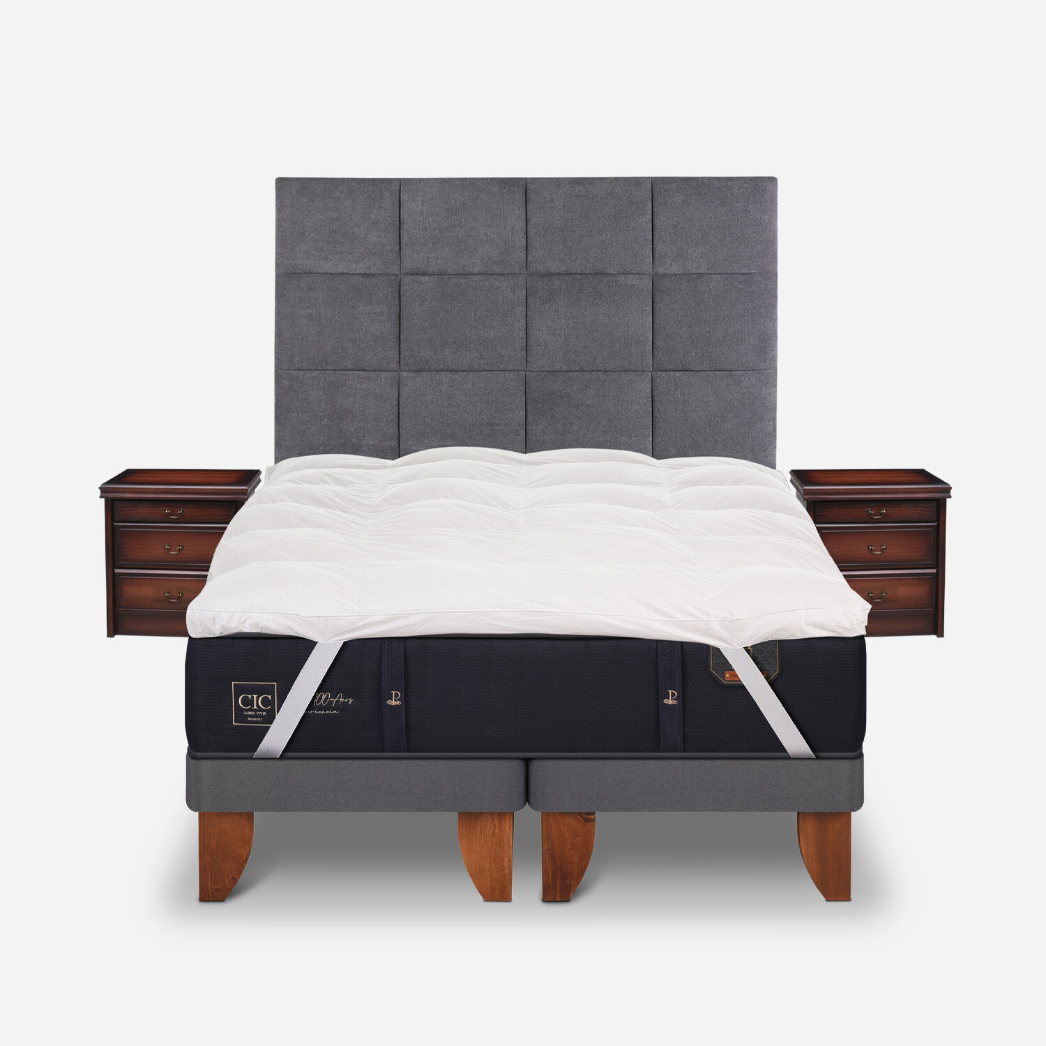Cama Europea Super King Premium + Set T&aacute;mesis + Topper