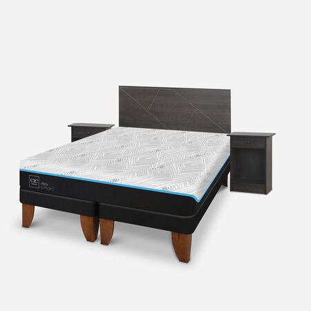 Cama Europea 2 Plazas Green Infinity Set Villarrica Gris