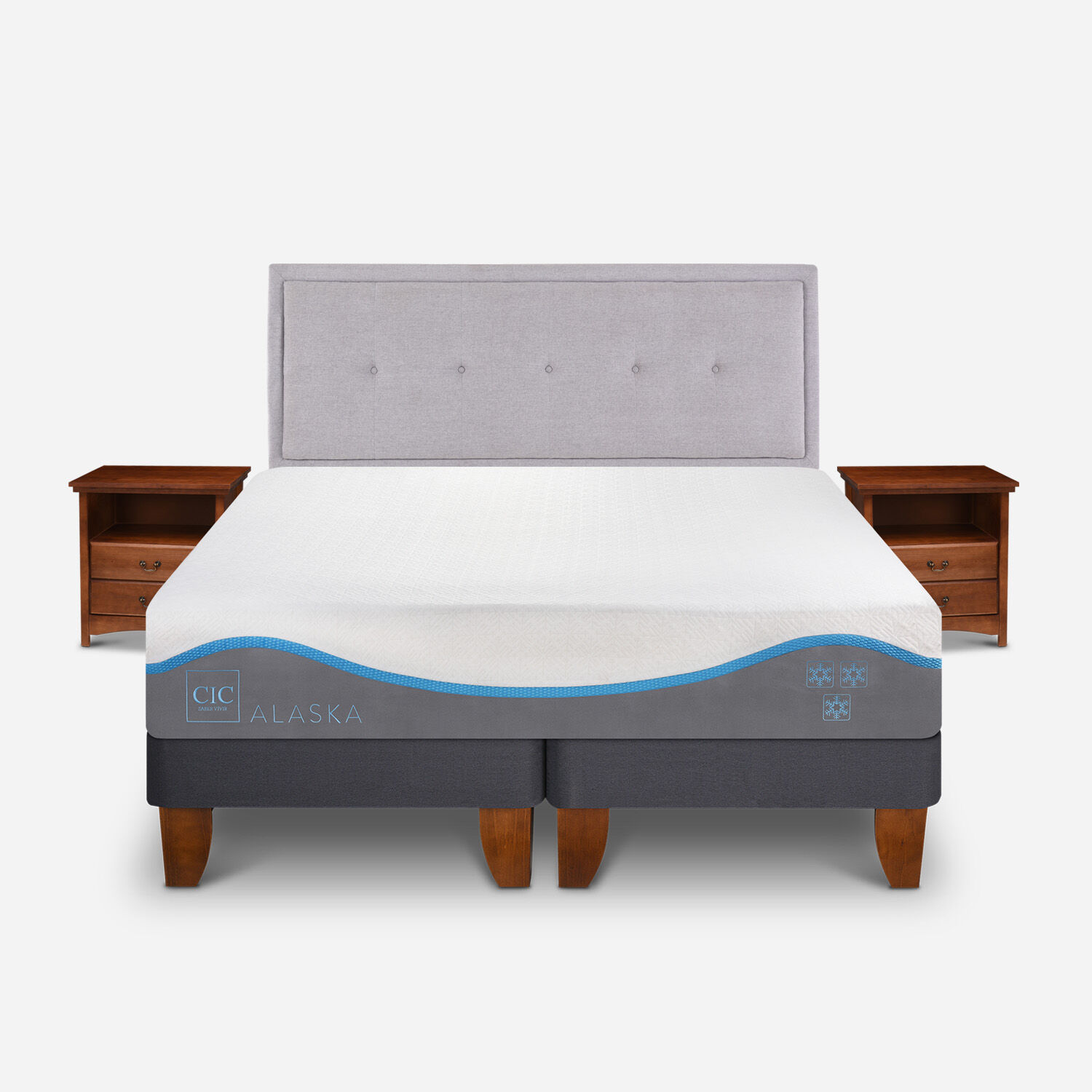Cama Europea King Alaska + Set Ganges