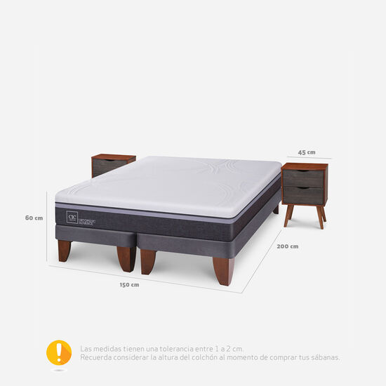 Cama Europea 2 Plazas Base Dividida Ortopedic Advance + Veladores Níger