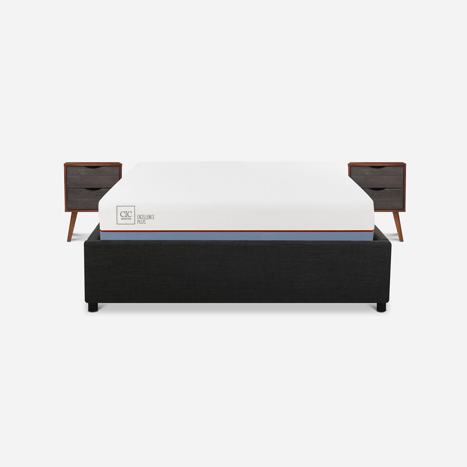 Cama Space Box 2 Plazas Excellence Plus + Velador N&iacute;ger