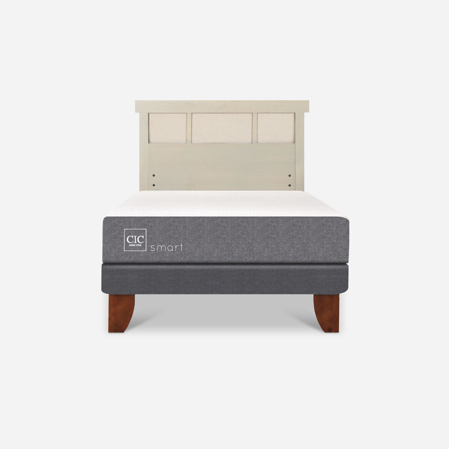 Cama Europea 1,5 Plazas Smart + Respaldo Dublín Alpino