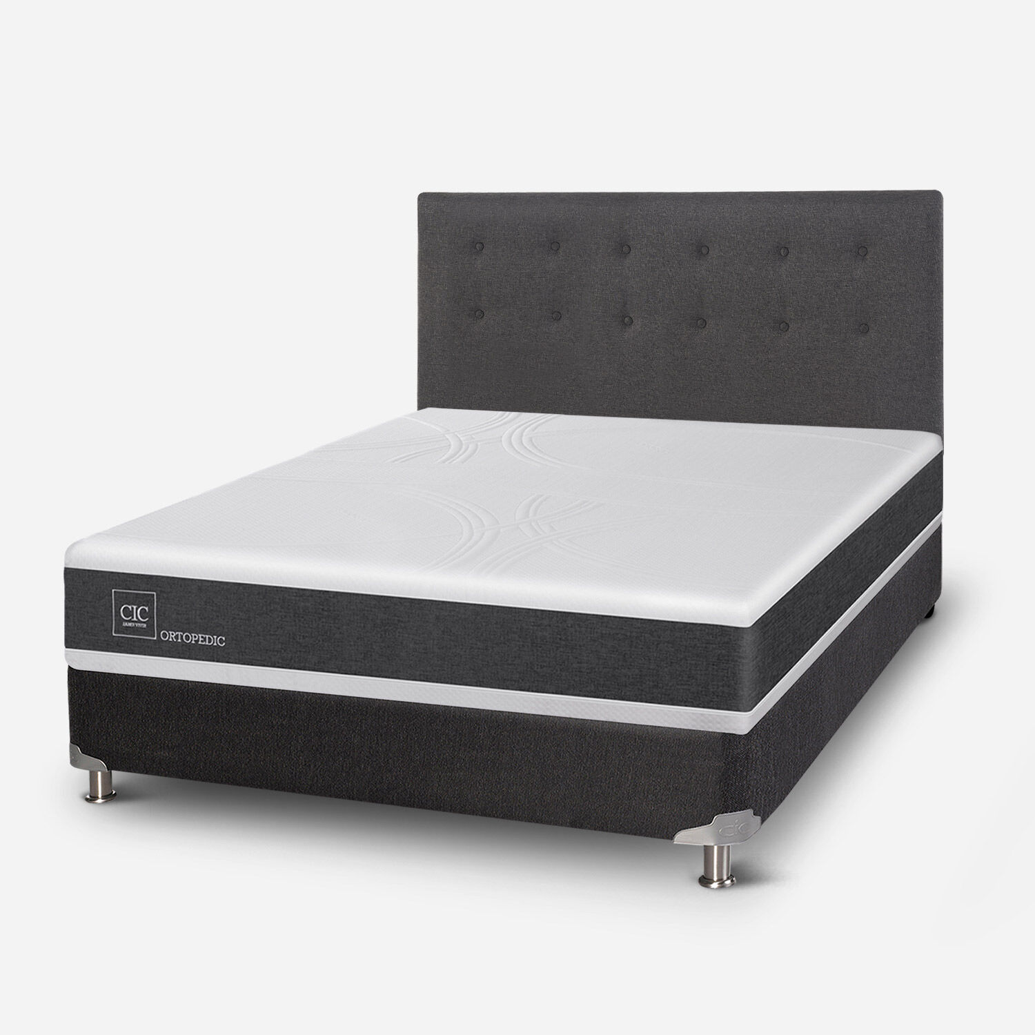 Box Spring 2 Plazas Ortopedic Base Normal 5 Zonas + Respaldo &Eacute;ufrates