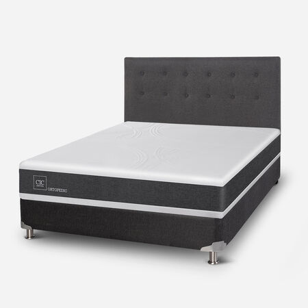 Box Spring 2 Plazas Ortopedic Base Normal 5 Zonas + Respaldo &Eacute;ufrates