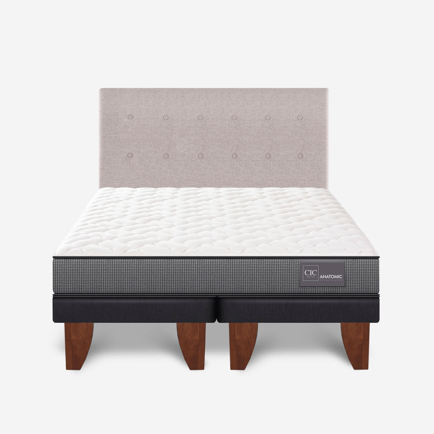 Cama Europea 2 Plazas Anatomic Base Dividida + Respaldo Tigris